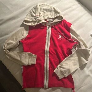 Pure light soft cotton Vertigo Colorblock Hoodie Red Beige sz Sm New no tags